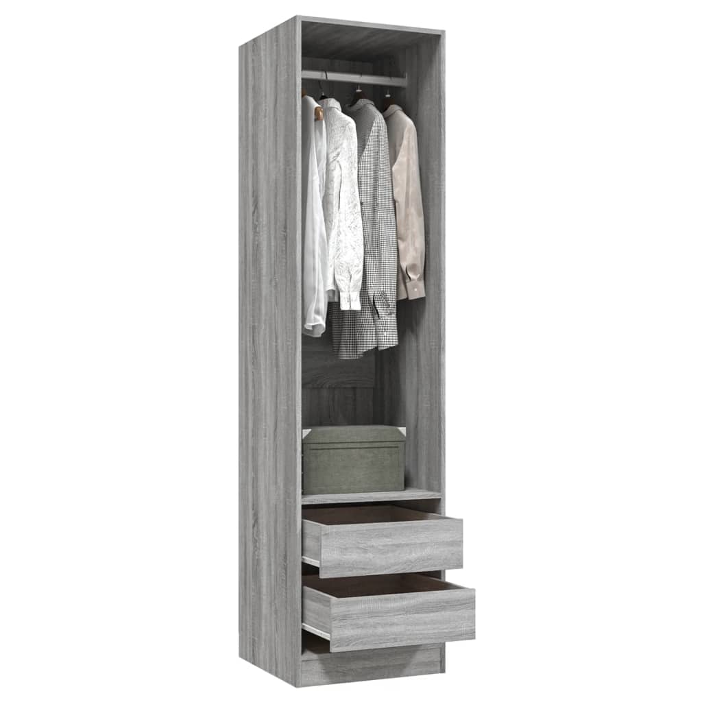 vidaXL Wardrobe with Drawers Grey Sonoma 50x50x200 cm Engineered Wood