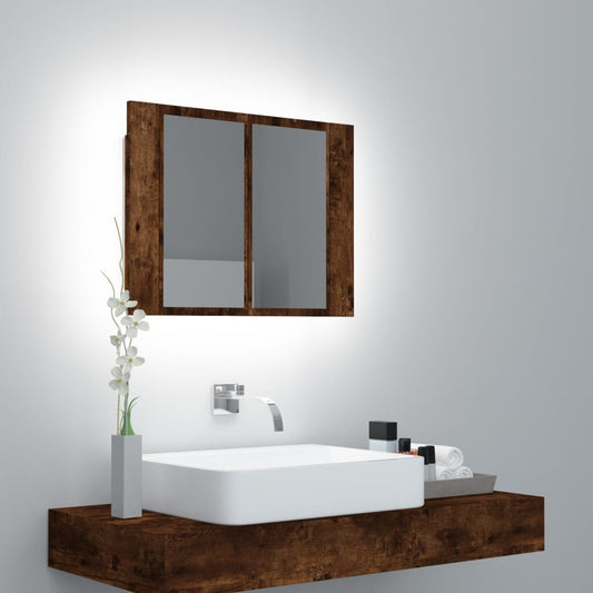 vidaXL LED Mirror Cabinet Smoked Oak 60x12x45 cm Engineered Wood