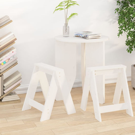 vidaXL Stools 2 pcs White 40x40x45 cm Solid Wood Pine at Willow and Wine!