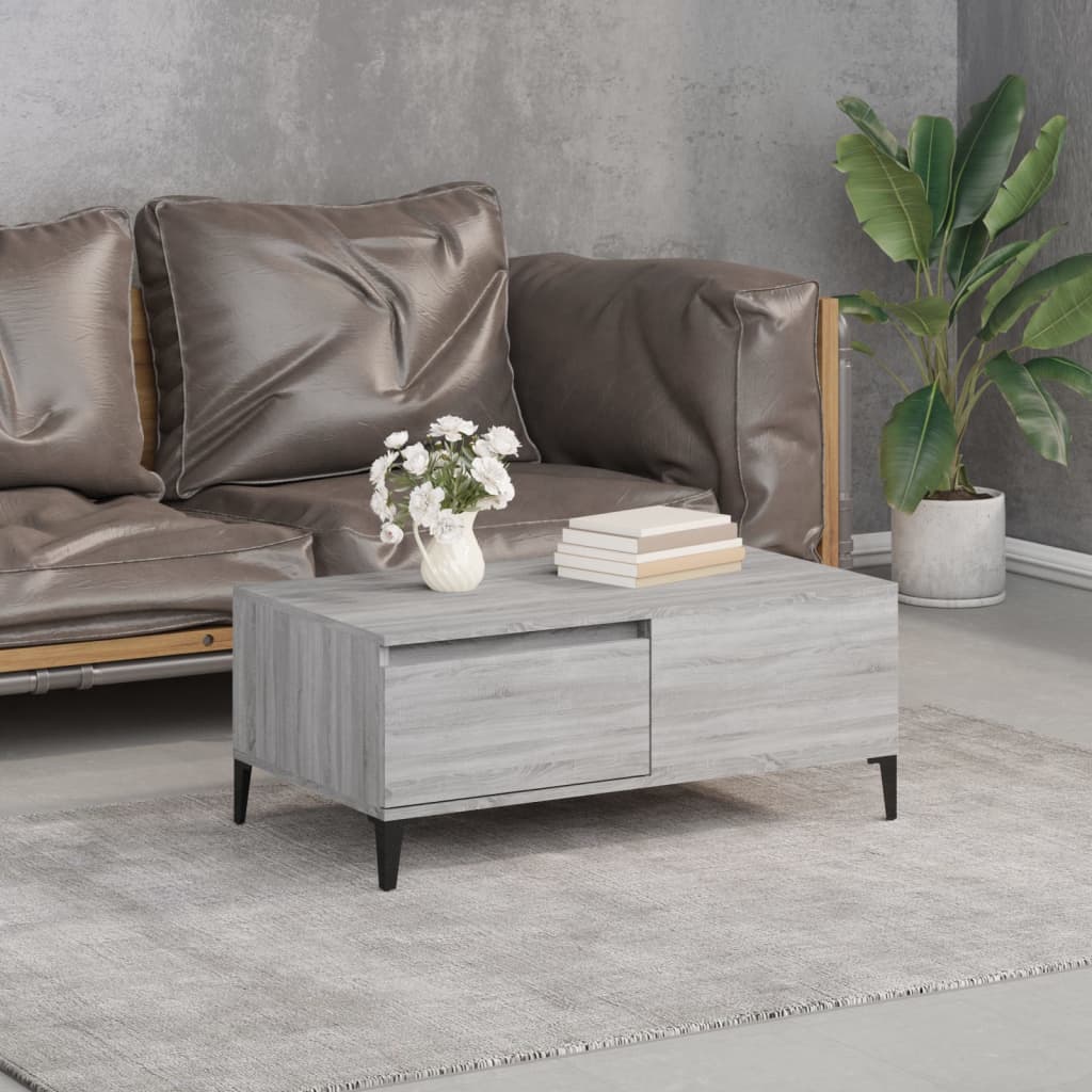 vidaXL Coffee Table Grey Sonoma 90x50x36.5 cm Engineered Wood at Willow and Wine!