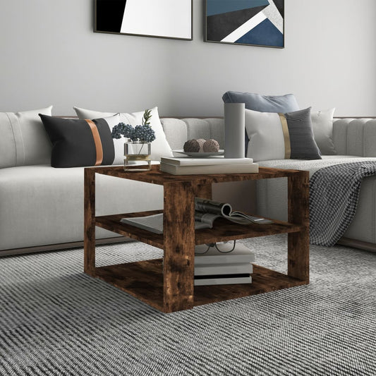 vidaXL Coffee Table Smoked Oak 60x60x40 cm Engineered Wood