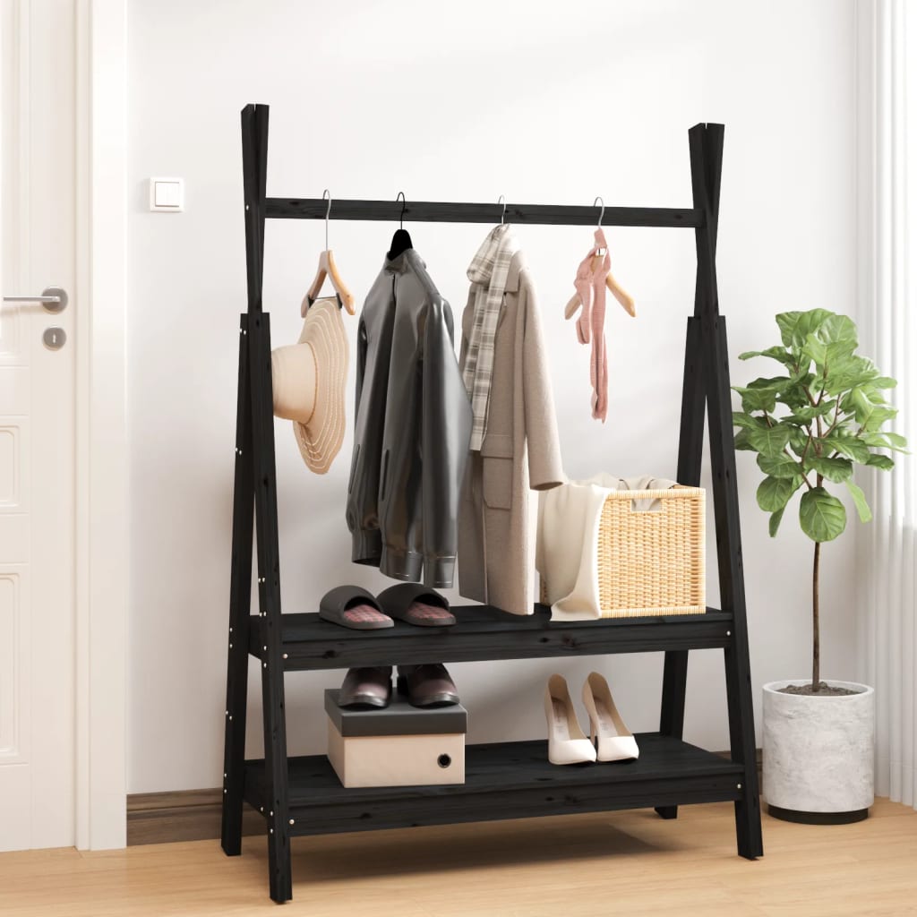 vidaXL Clothes Rack Black 100x45.5x150 cm Solid Wood Pine at Willow and Wine!