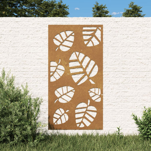 vidaXL Garden Wall Decoration 105x55 cm Corten Steel Leaf Design at Willow and Wine!