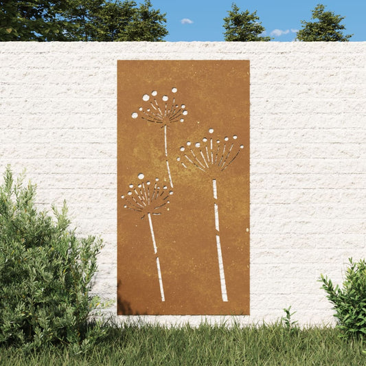 vidaXL Garden Wall Decoration 105x55 cm Corten Steel Flower Design at Willow and Wine!