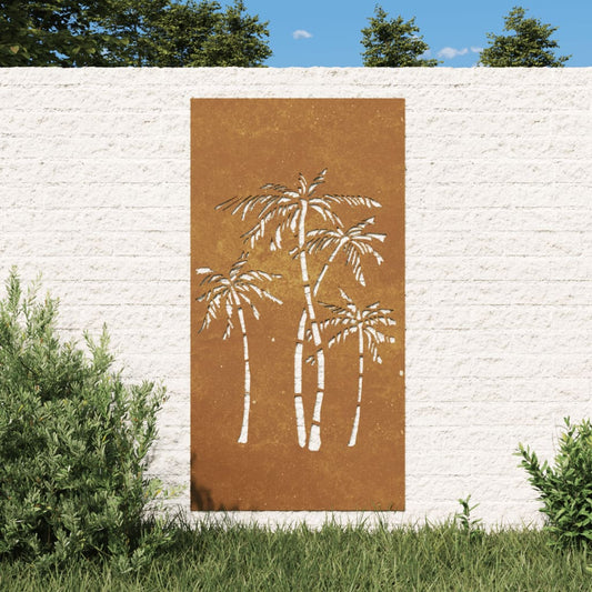 vidaXL Garden Wall Decoration 105x55 cm Corten Steel Palm Tree Design at Willow and Wine!