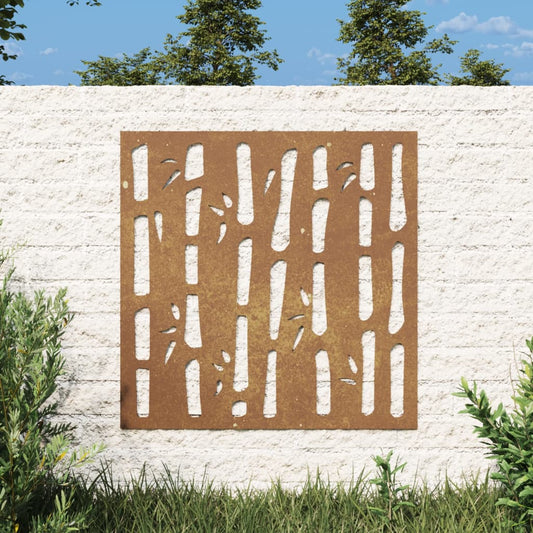 vidaXL Garden Wall Decoration 55x55 cm Corten Steel Bamboo Design at Willow and Wine!