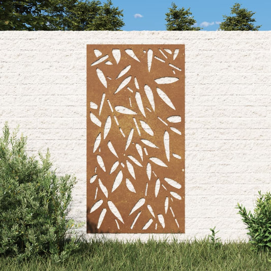 vidaXL Garden Wall Decoration 105x55 cm Corten Steel Bamboo Leaf Design at Willow and Wine!