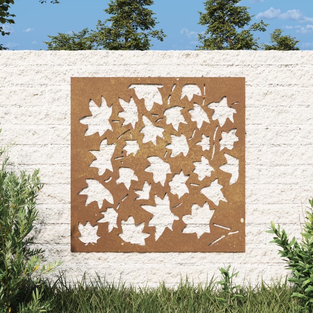 vidaXL Garden Wall Decoration 55x55 cm Corten Steel Maple Leaf Design at Willow and Wine!