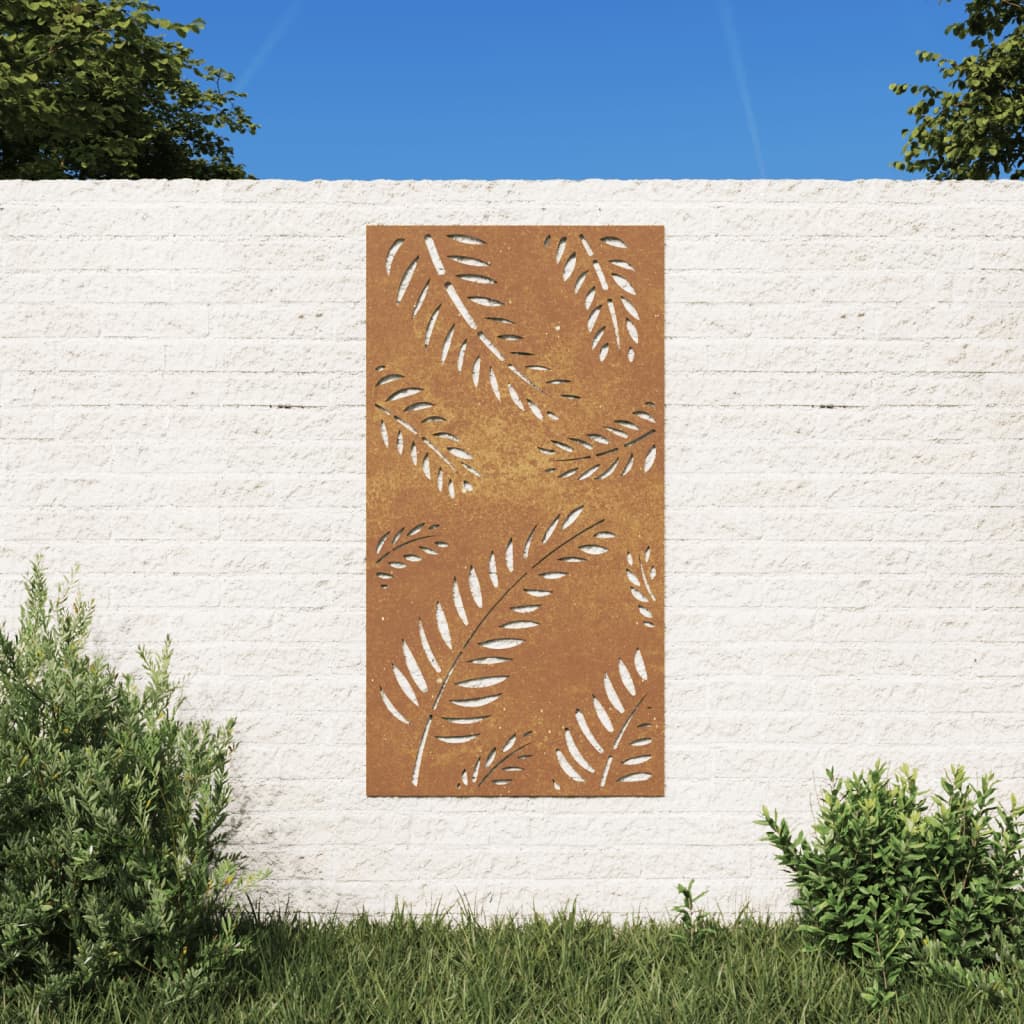 vidaXL Garden Wall Decoration 105x55 cm Corten Steel Leaf Design at Willow and Wine!