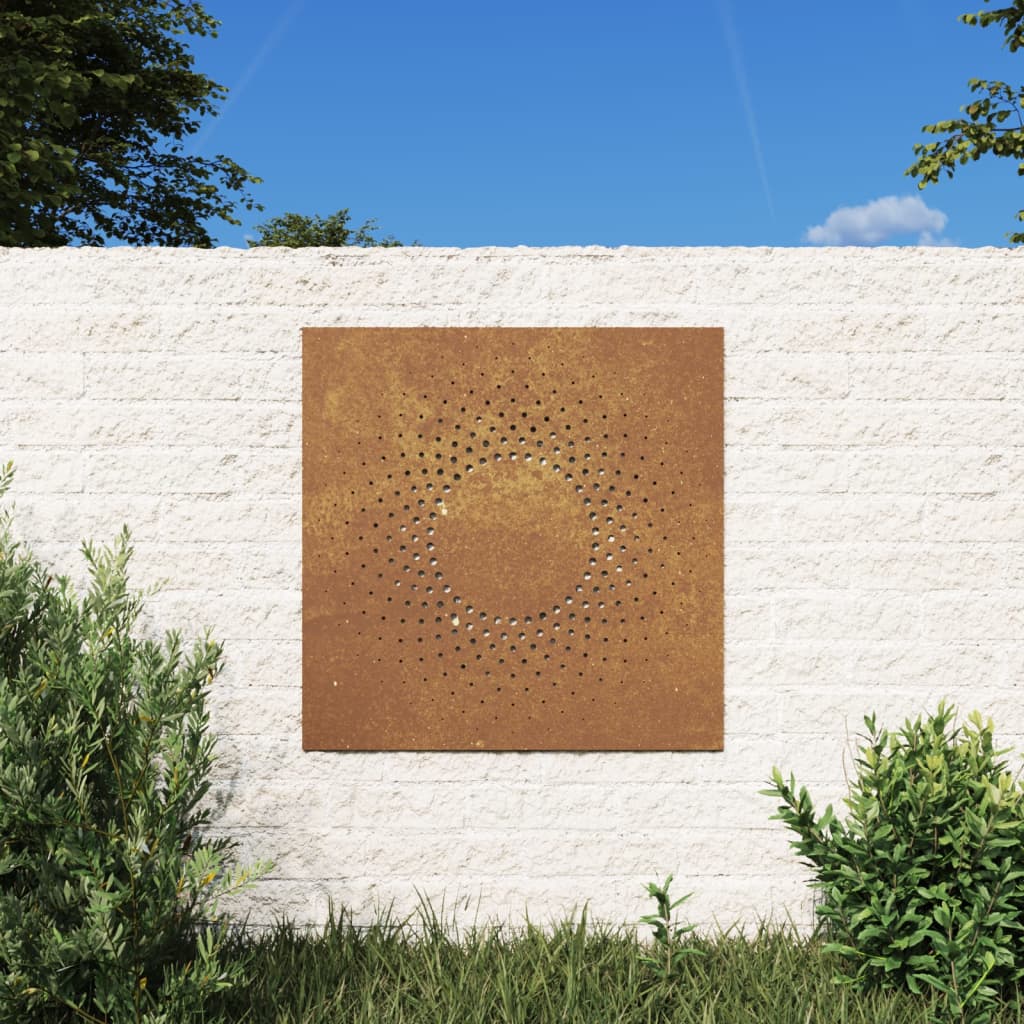 vidaXL Garden Wall Decoration 55x55 cm Corten Steel Sun Design at Willow and Wine!