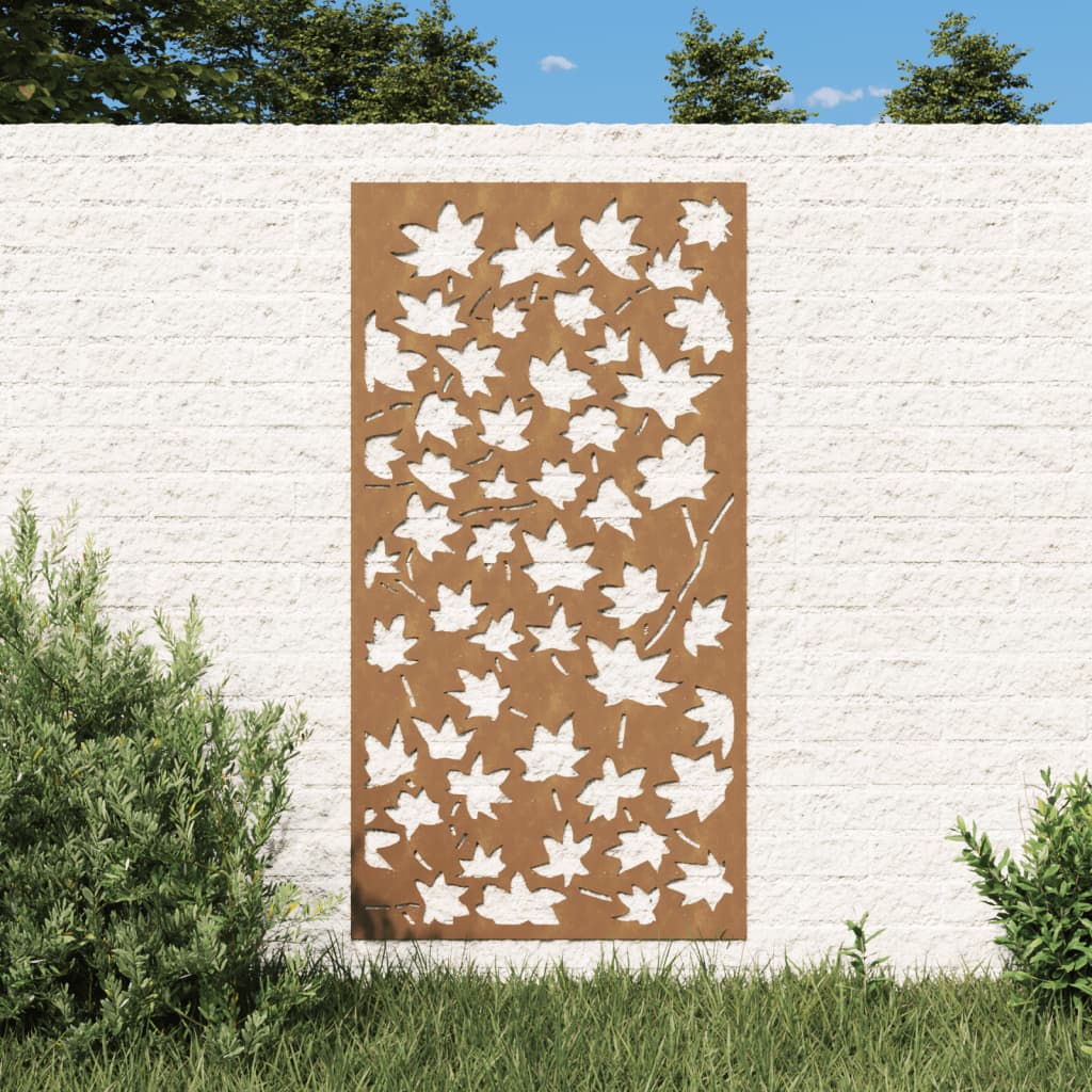 vidaXL Garden Wall Decoration 105x55 cm Corten Steel Maple Leaf Design at Willow and Wine!