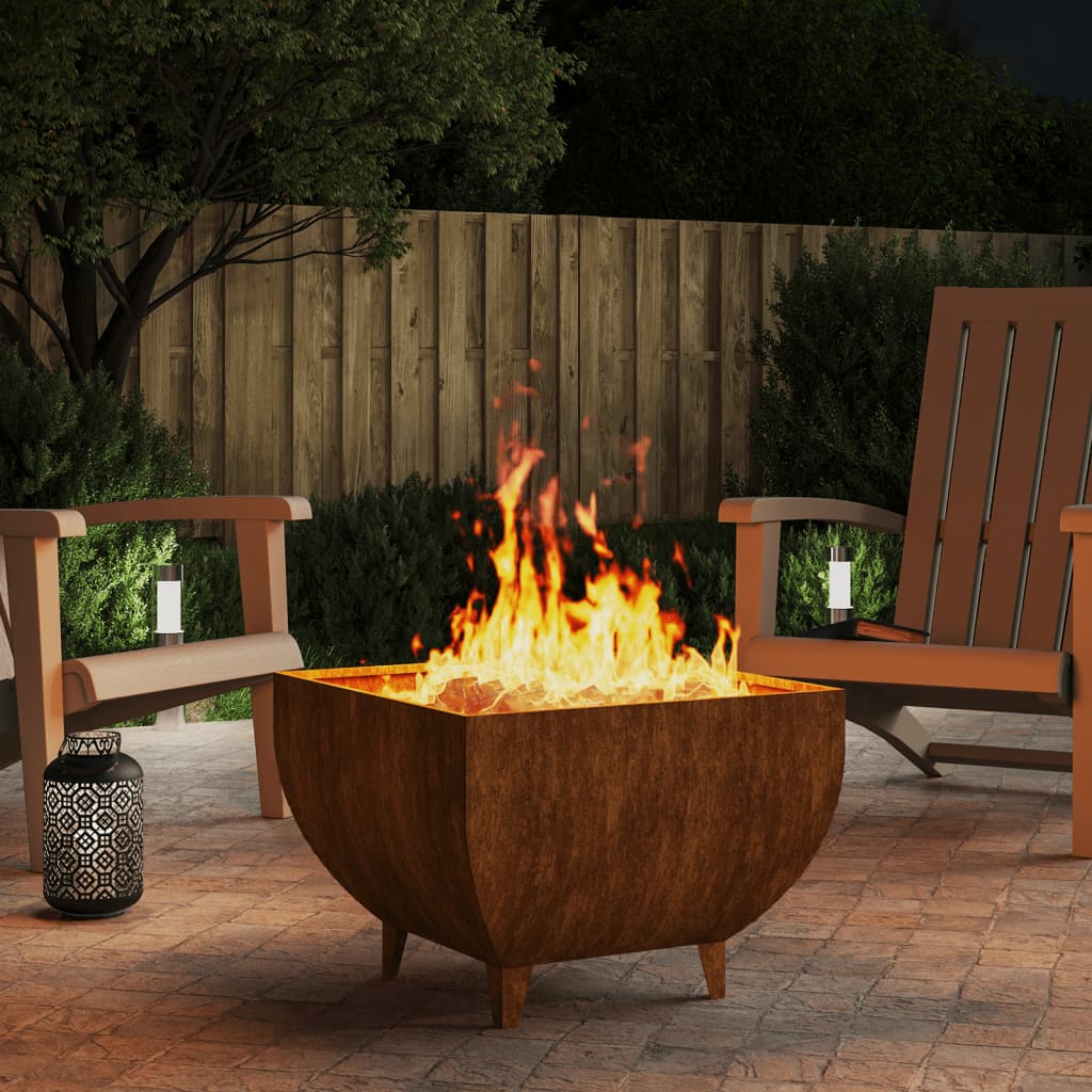 vidaXL Fire Pit 50x50x37 cm Corten Steel at Willow and Wine!