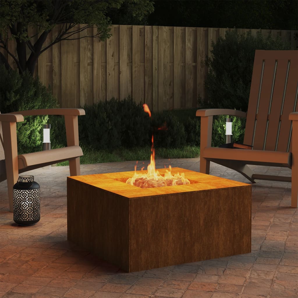 vidaXL Fire Pit 60x60x30 cm Corten Steel at Willow and Wine!