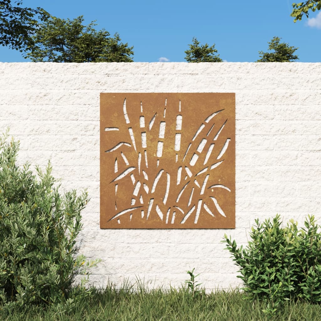 vidaXL Garden Wall Decoration 55x55 cm Corten Steel Grass Design at Willow and Wine!