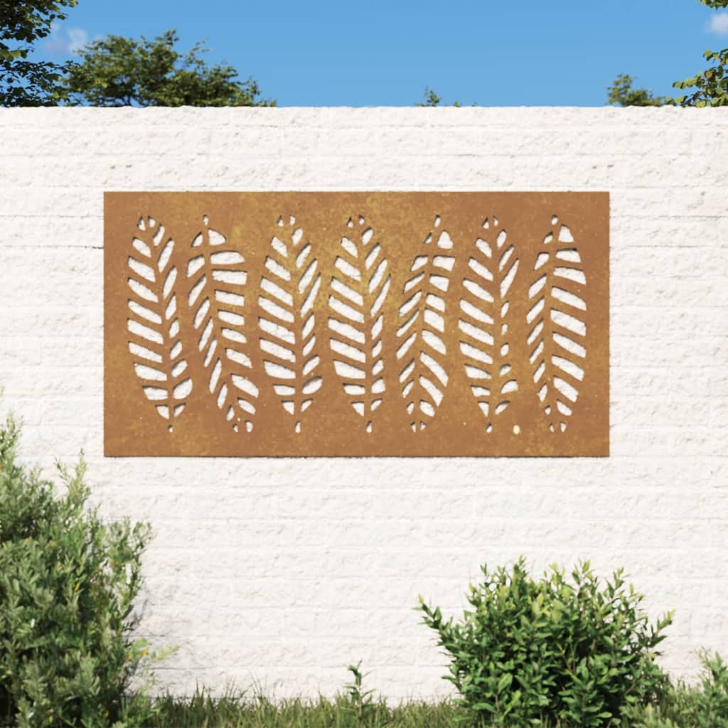 vidaXL Garden Wall Decoration 105x55 cm Corten Steel Leaf Design at Willow and Wine!