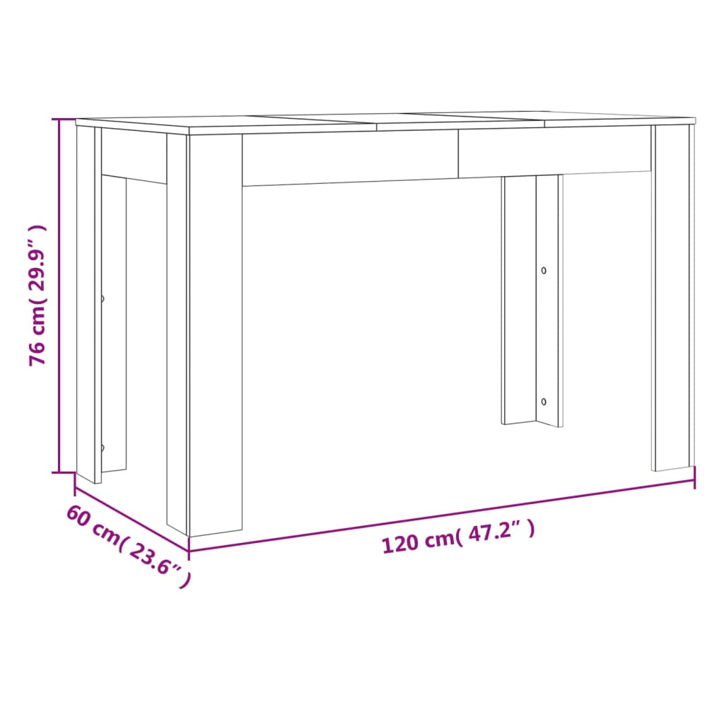 vidaXL Dining Table Grey Sonoma 120x60x76 cm Engineered Wood