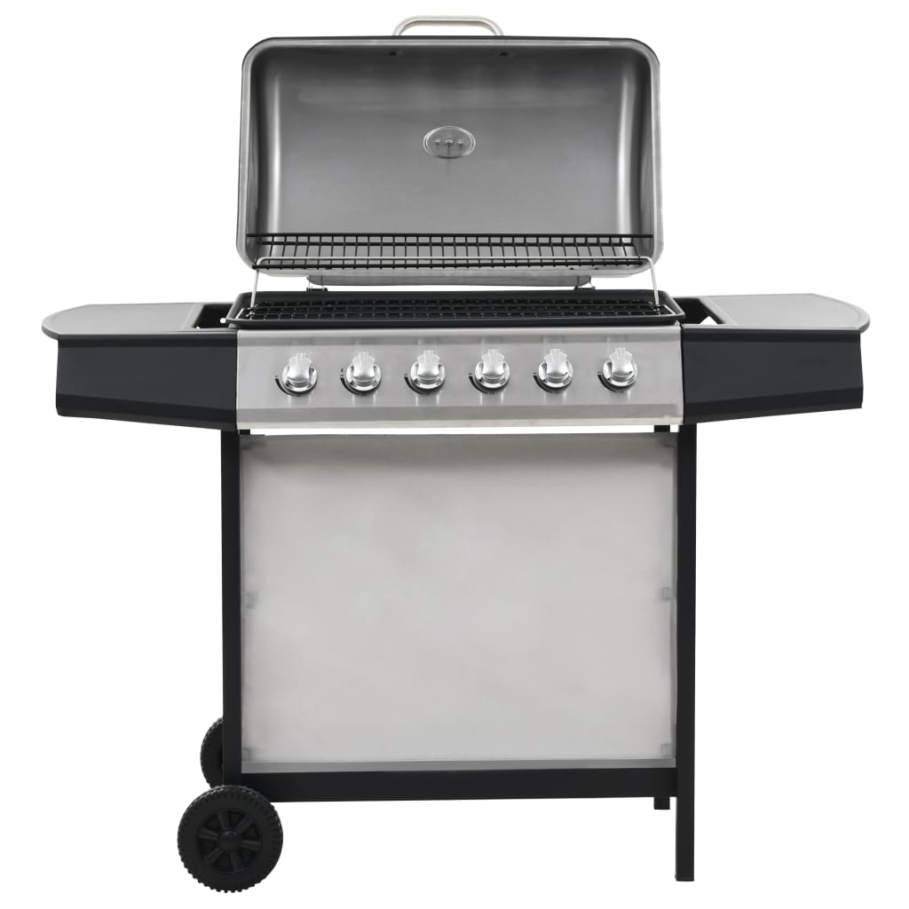 vidaXL Gas BBQ Grill with 6 Cooking Zones Stainless Steel Silver at Willow and Wine!