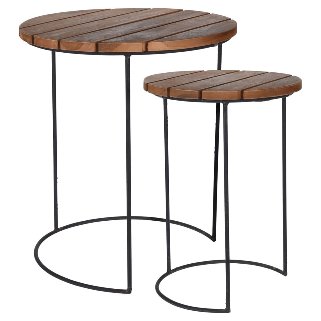 h-s-collection-2-piece-side-table-set-teak-brown At Willow and Wine