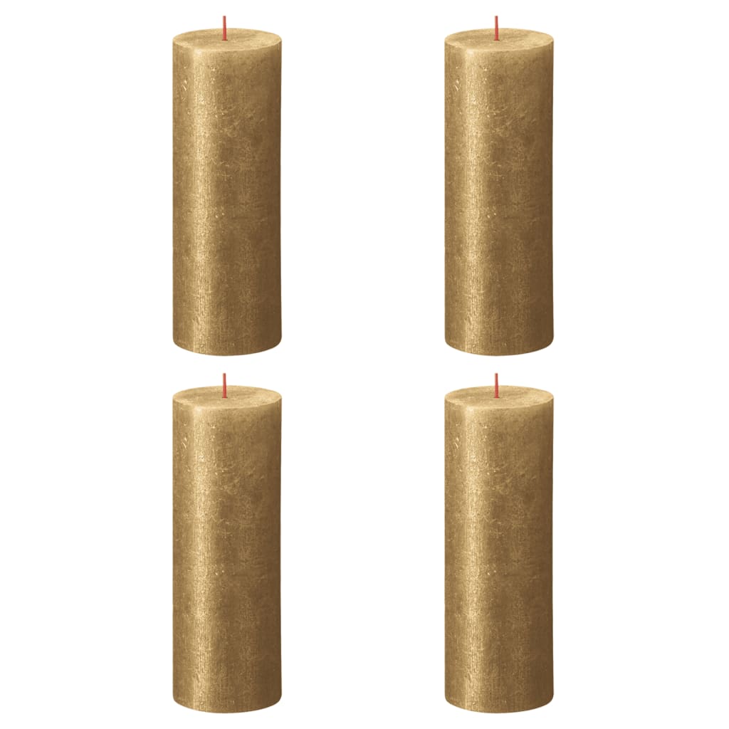 bolsius-rustic-pillar-candles-shimmer-4-pcs-130x68-mm-gold At Willow and Wine