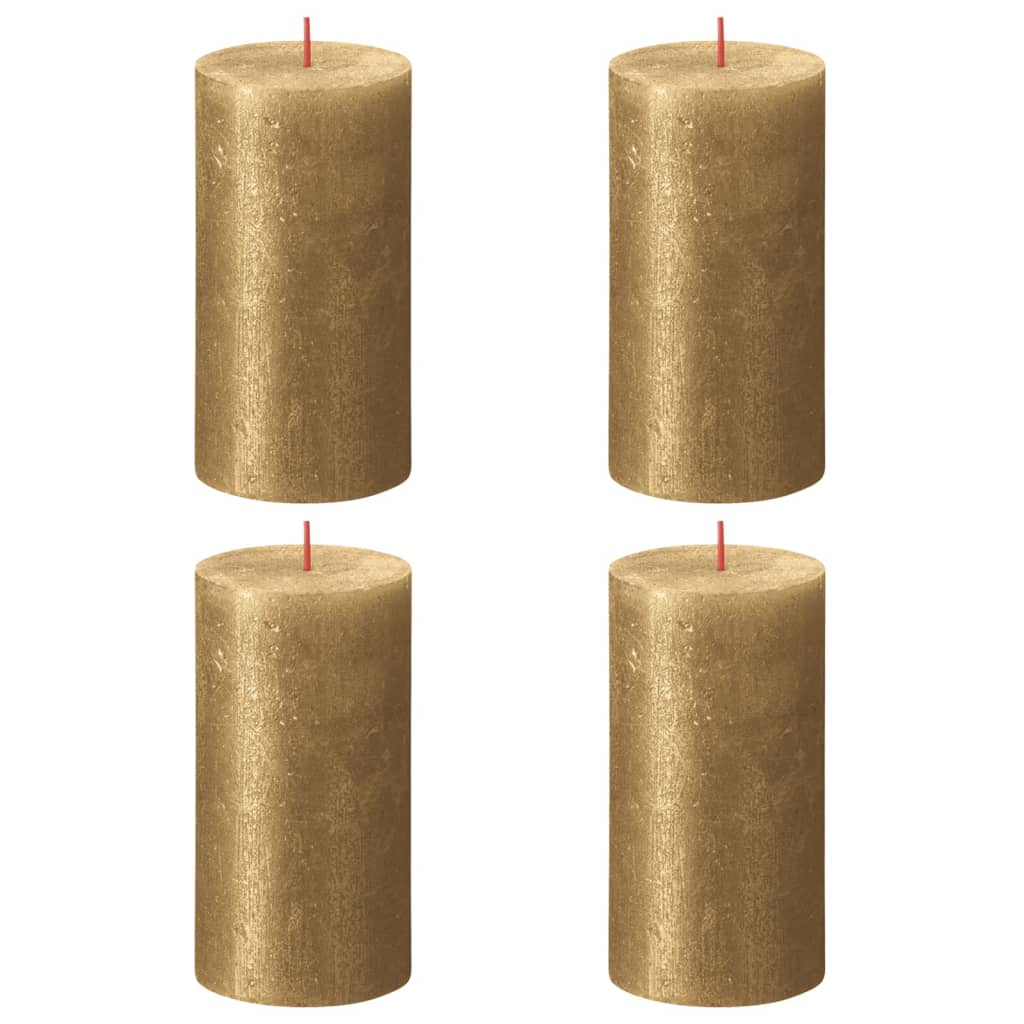 bolsius-rustic-pillar-candles-shimmer-4-pcs-130x68-mm-gold At Willow and Wine