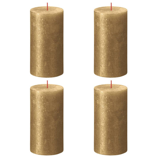 bolsius-rustic-pillar-candles-shimmer-4-pcs-130x68-mm-gold At Willow and Wine