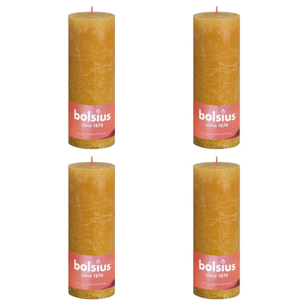 bolsius-rustic-pillar-candles-shine-8-pcs-100x50-mm-honeycomb-yellow At Willow and Wine