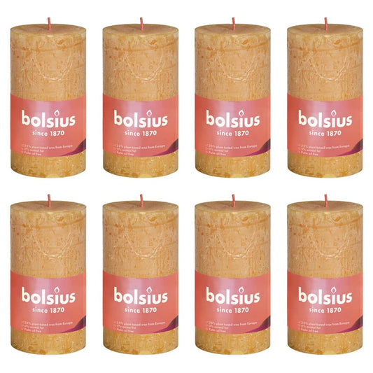 bolsius-rustic-pillar-candles-shine-8-pcs-100x50-mm-honeycomb-yellow At Willow and Wine