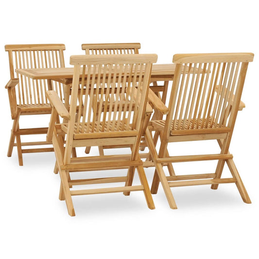 vidaXL 5 Piece Outdoor Dining Set Solid Teak Wood at Willow and Wine!