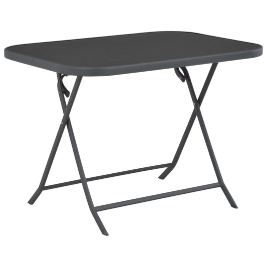 vidaXL Folding Garden Table Grey 100x75x72 cm Glass and Steel at Willow and Wine!