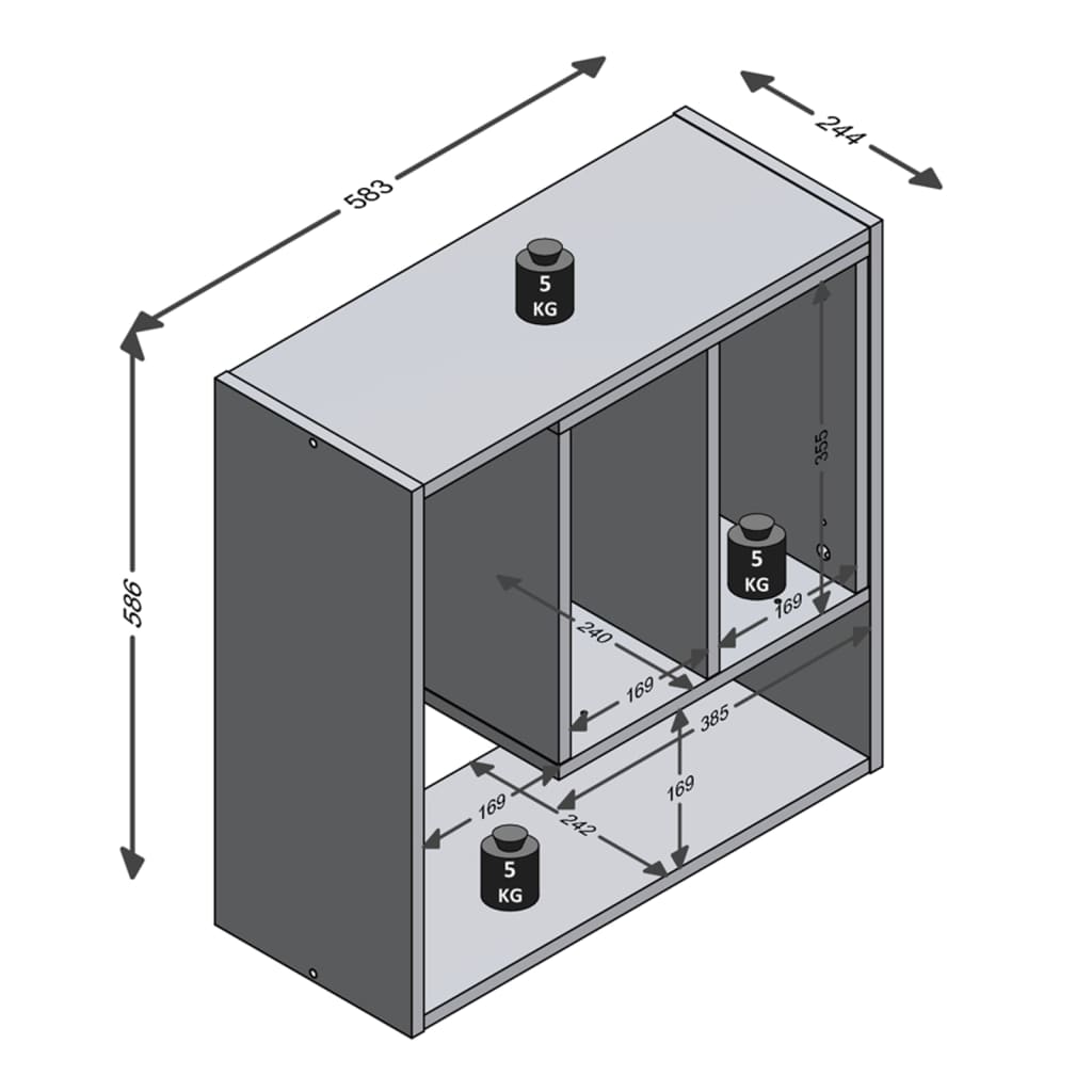 fmd-wall-mounted-shelf-with-3-open-compartments-58-3x24-4x58-6-cm At Willow and Wine