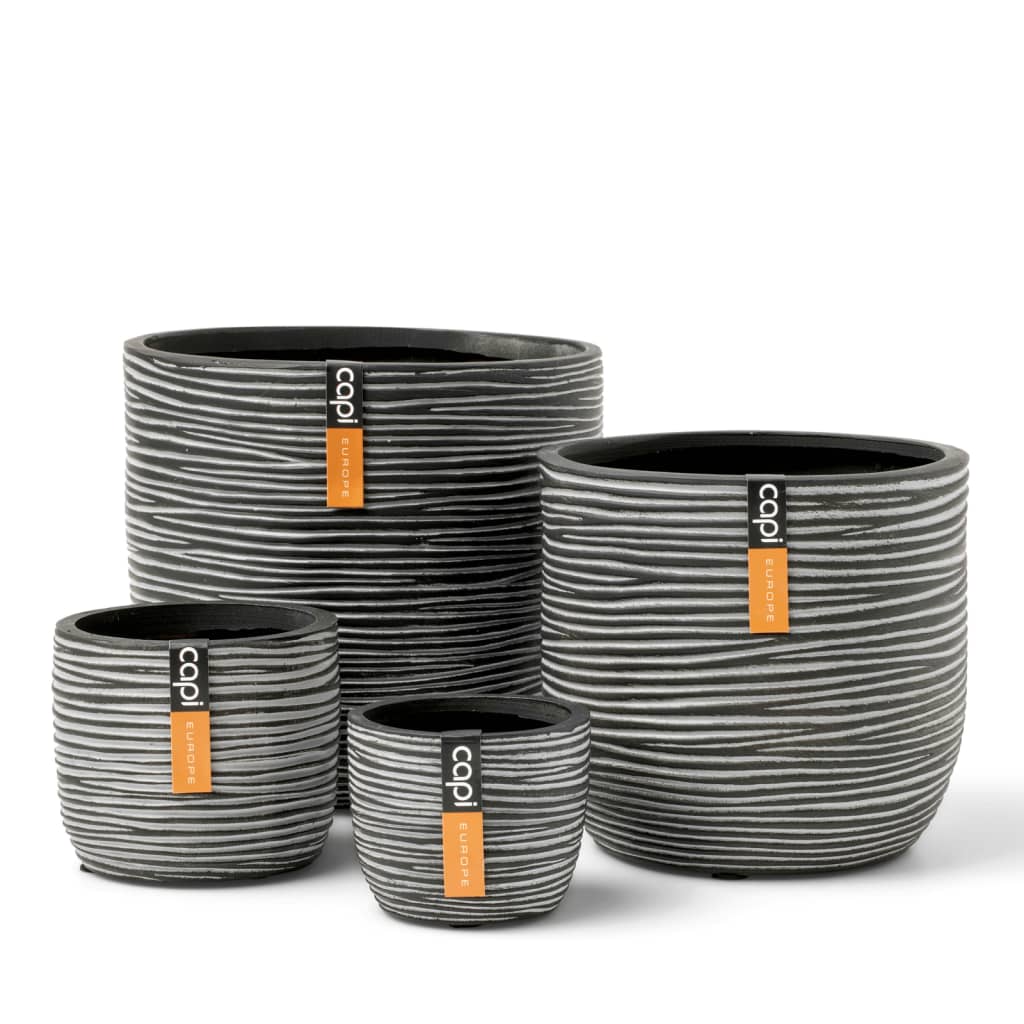 capi-4-piece-vase-set-nature-rib-anthracite At Willow and Wine