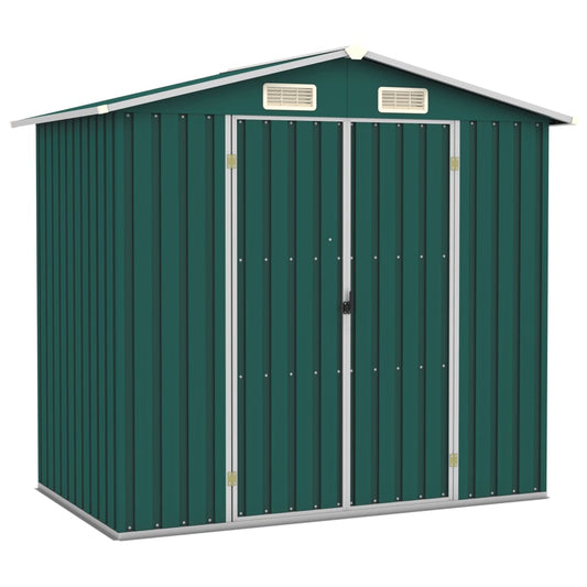 vidaXL Garden Shed Green 205x129x183 cm Galvanised Steel at Willow and Wine!