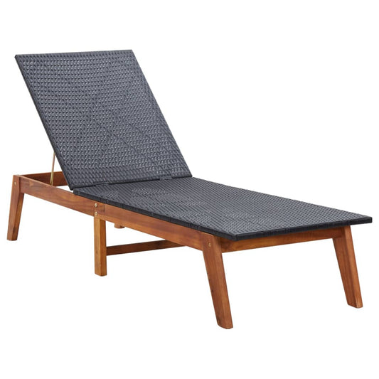 vidaXL Sun Lounger Poly Rattan and Solid Acacia Wood at Willow and Wine!