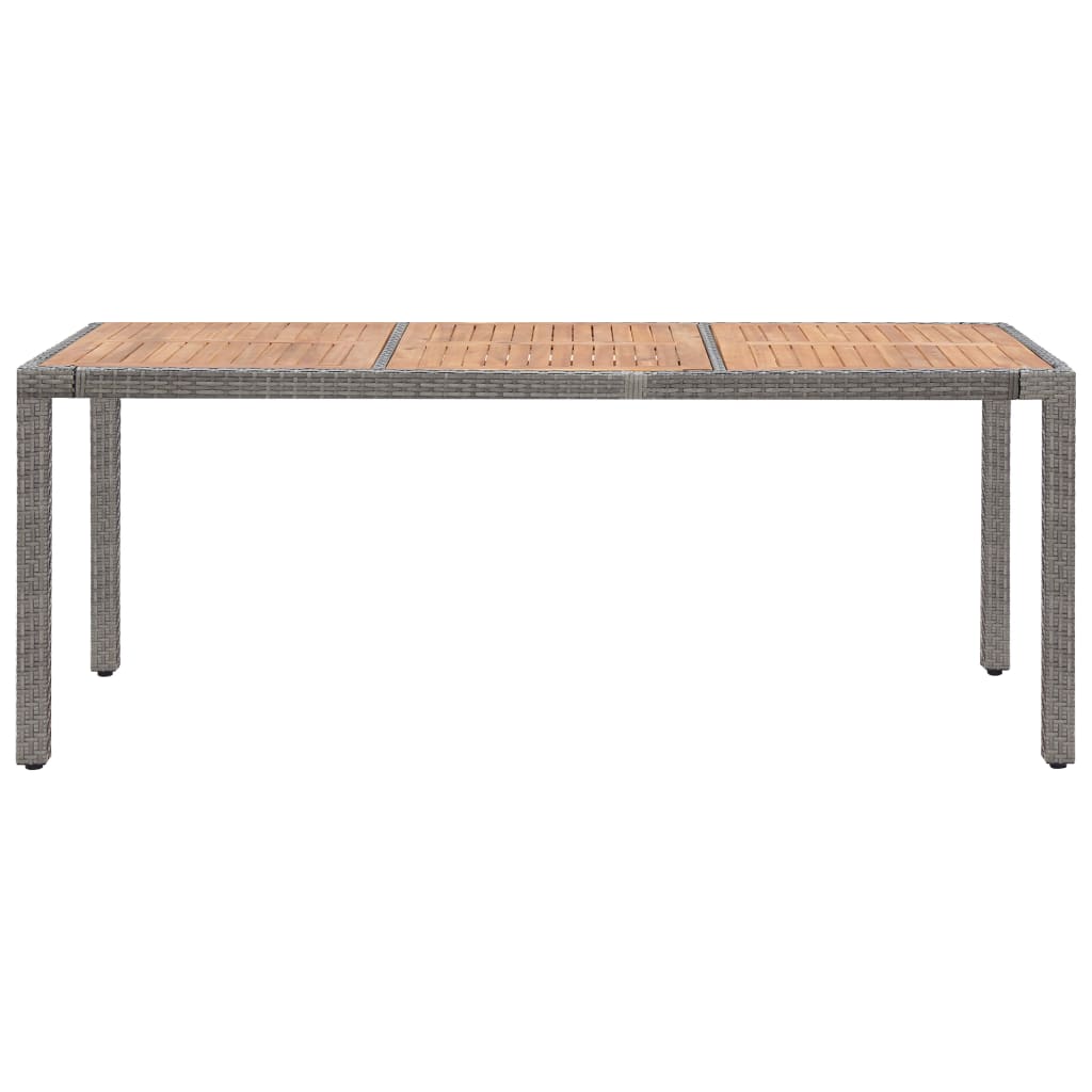 vidaXL Garden Table Grey 190x90x75 cm Poly Rattan and Solid Acacia Wood