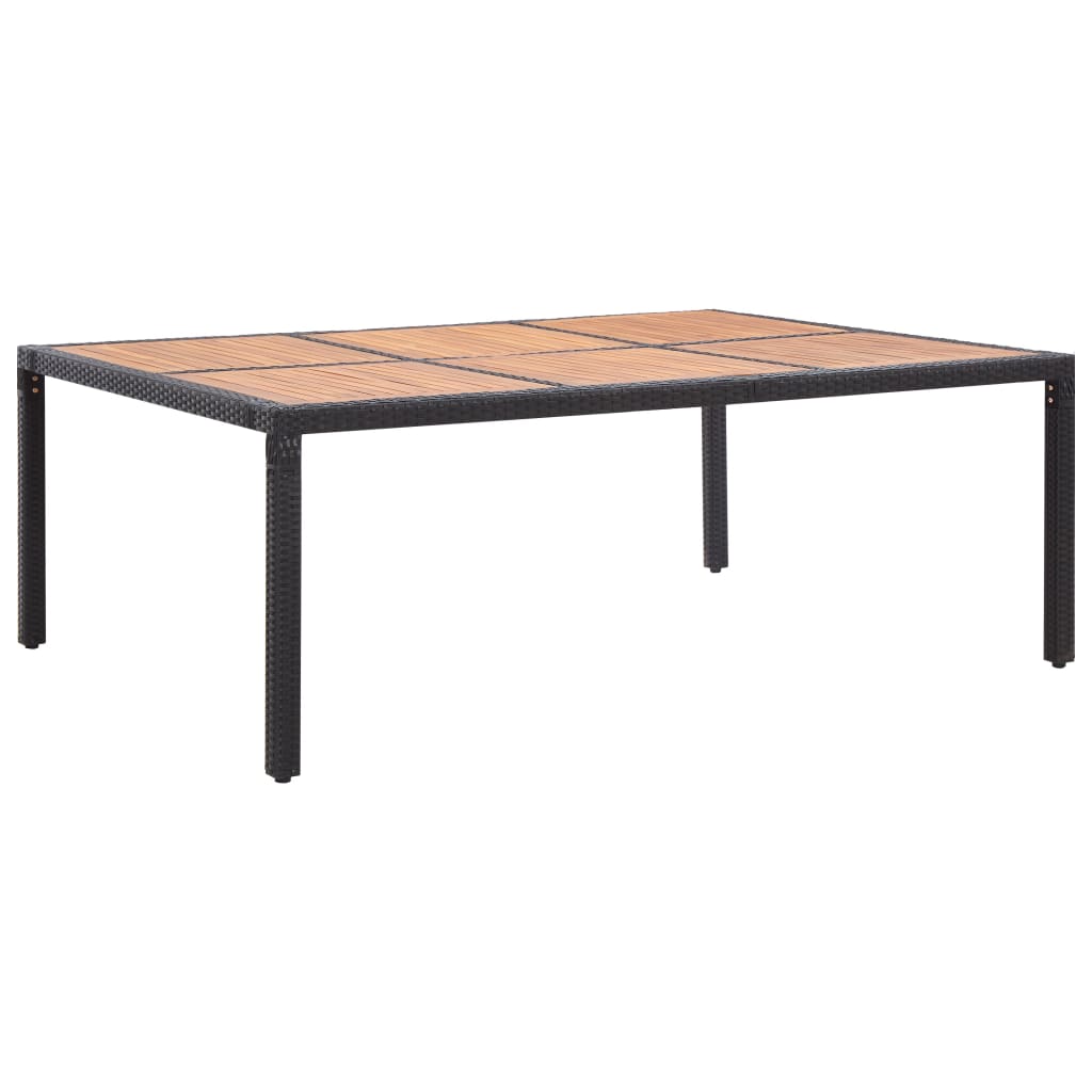 vidaXL Garden Table Black 200x150x74 cm Poly Rattan and Acacia Wood