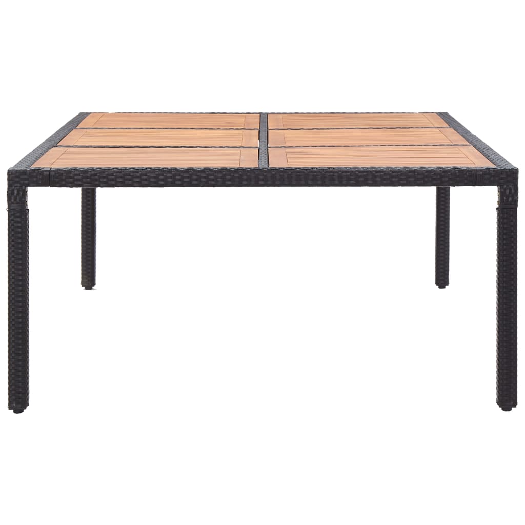 vidaXL Garden Table Black 200x150x74 cm Poly Rattan and Acacia Wood