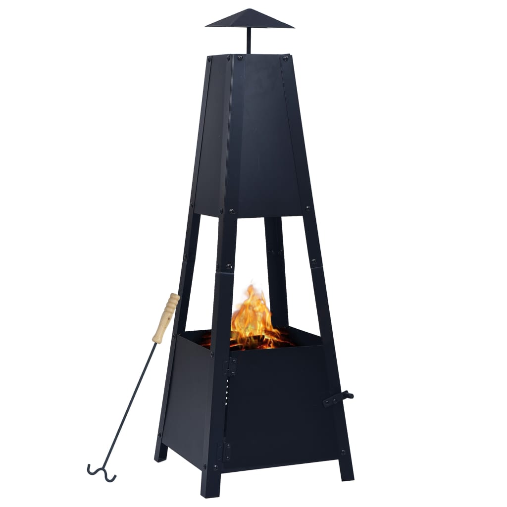 vidaXL Fire Pit Black 35x35x99 cm Steel at Willow and Wine!