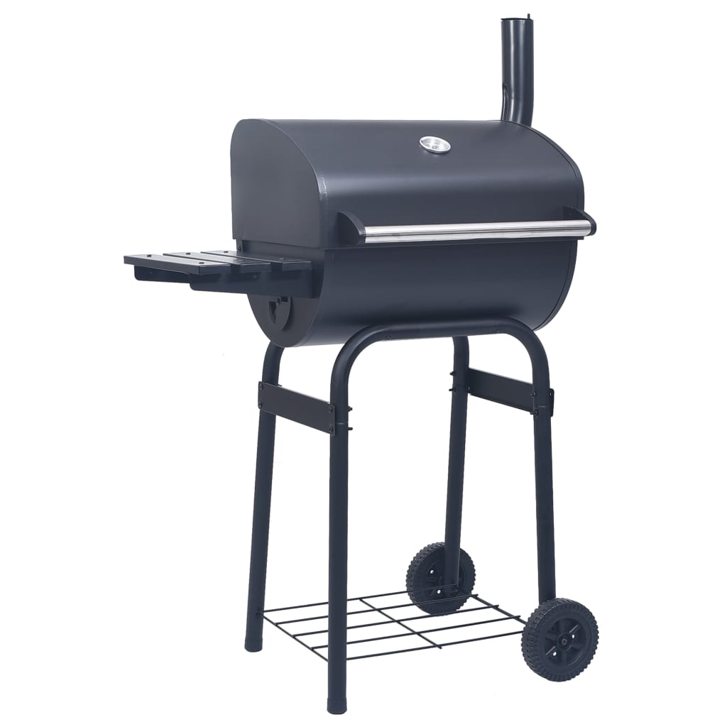 vidaXL Charcoal BBQ Grill Smoker with Bottom Shelf Black at Willow and Wine!