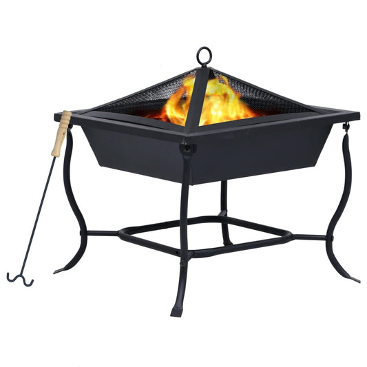 vidaXL Fire Pit Black 42x42x45 cm Steel at Willow and Wine!