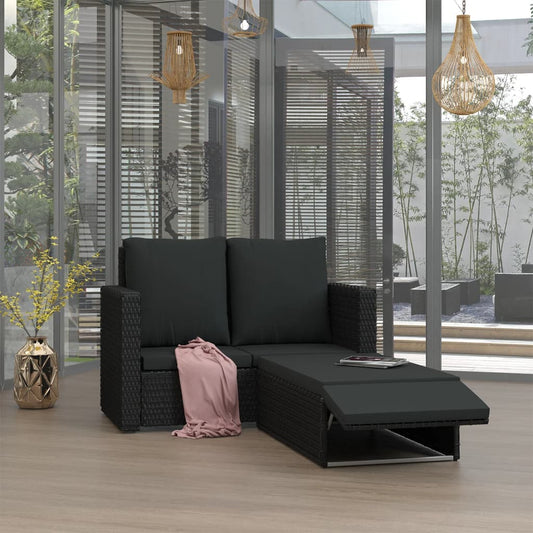 2-piece-garden-lounge-set-with-cushions-poly-rattan-black At Willow and Wine