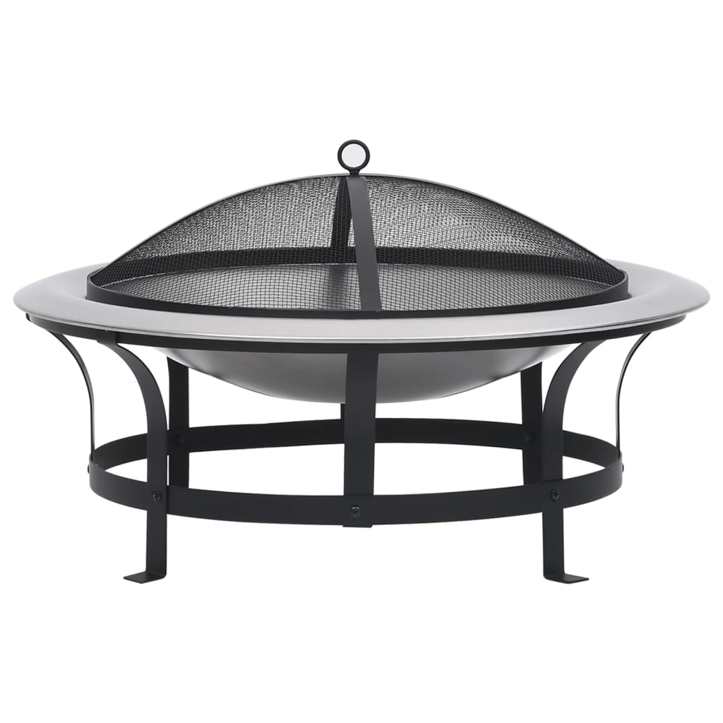 vidaXL Outdoor Fire Pit with Grill Stainless Steel 76 cm at Willow and Wine!