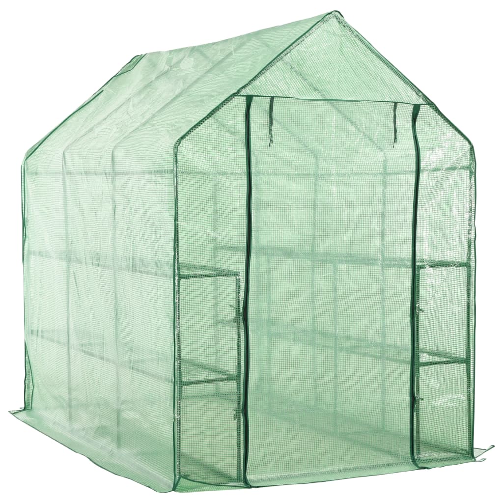 vidaXL Walk-in Greenhouse with 12 Shelves Steel 143x214x196 cm at Willow and Wine!