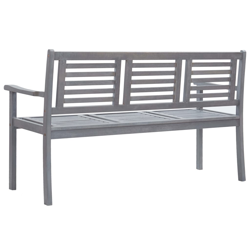 vidaXL 3-Seater Garden Bench 150 cm Grey Solid Eucalyptus Wood