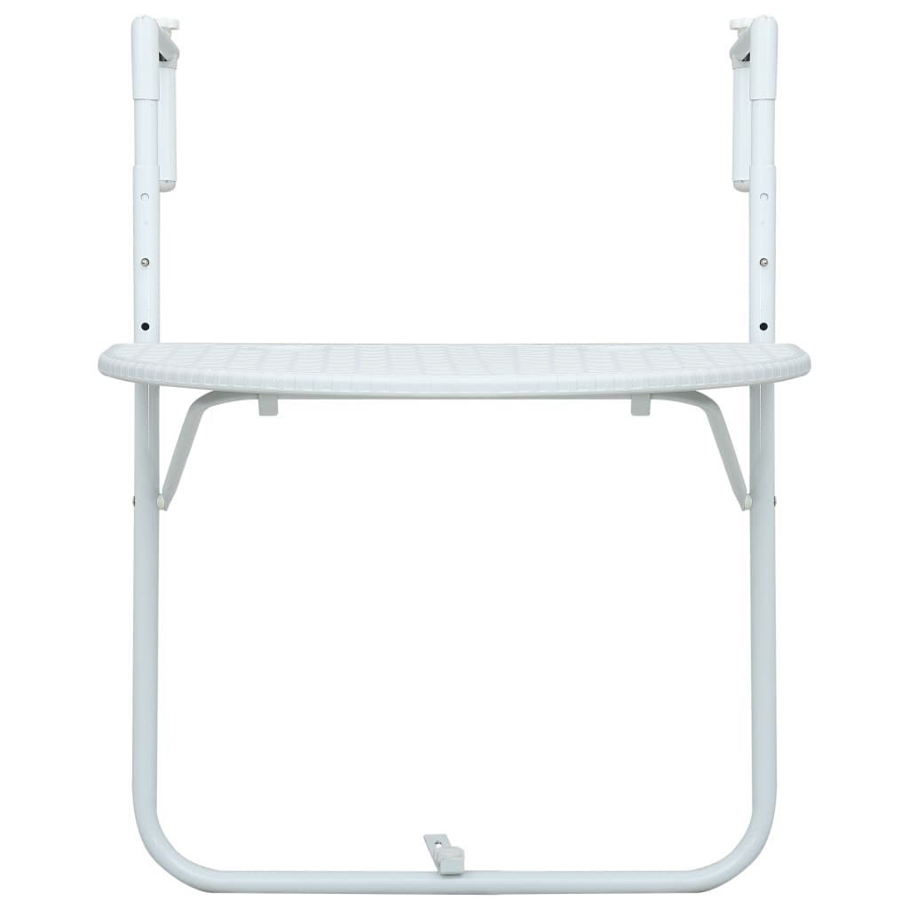 vidaXL Hanging Balcony Table White 60x64x83.5 cm Plastic Rattan Look