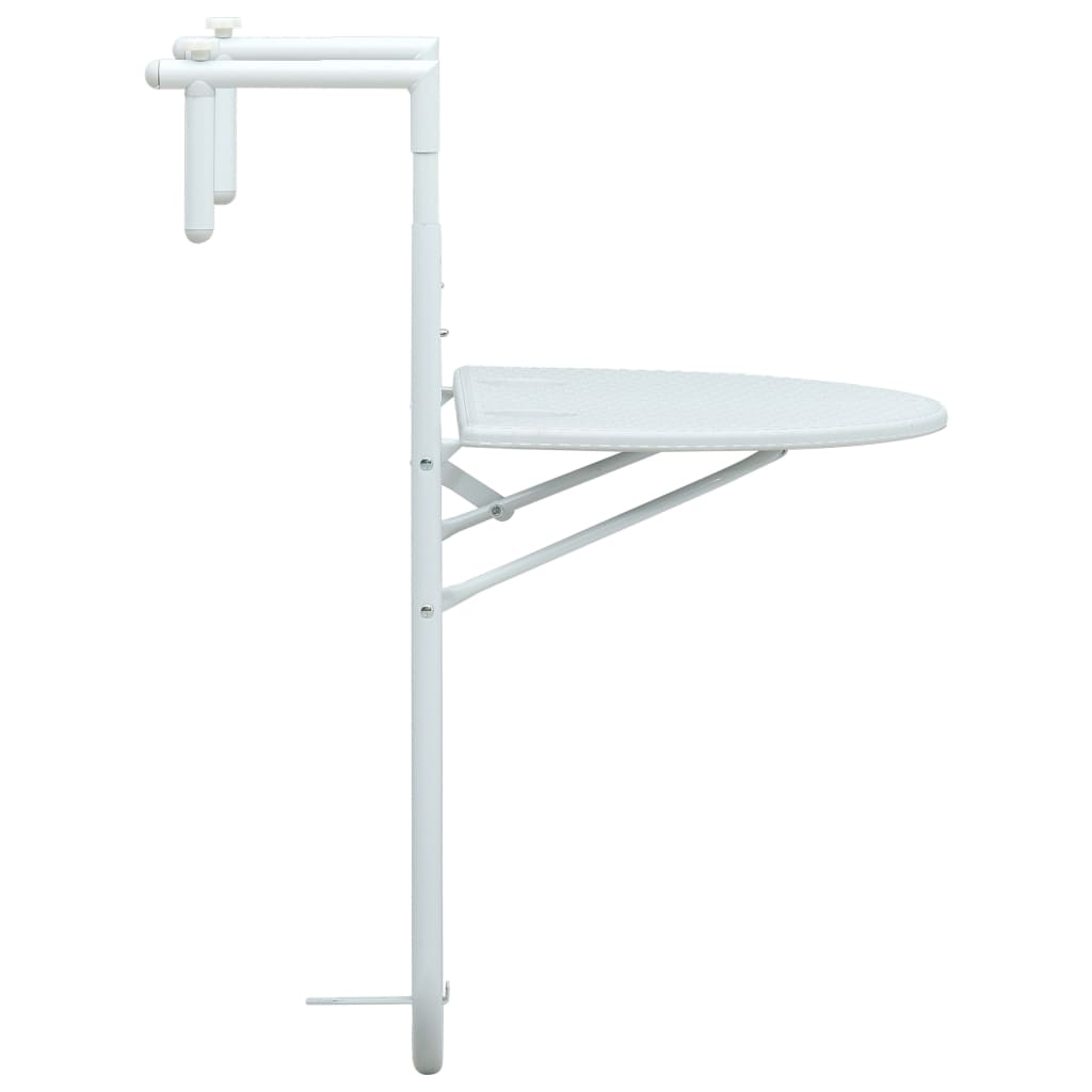 vidaXL Hanging Balcony Table White 60x64x83.5 cm Plastic Rattan Look