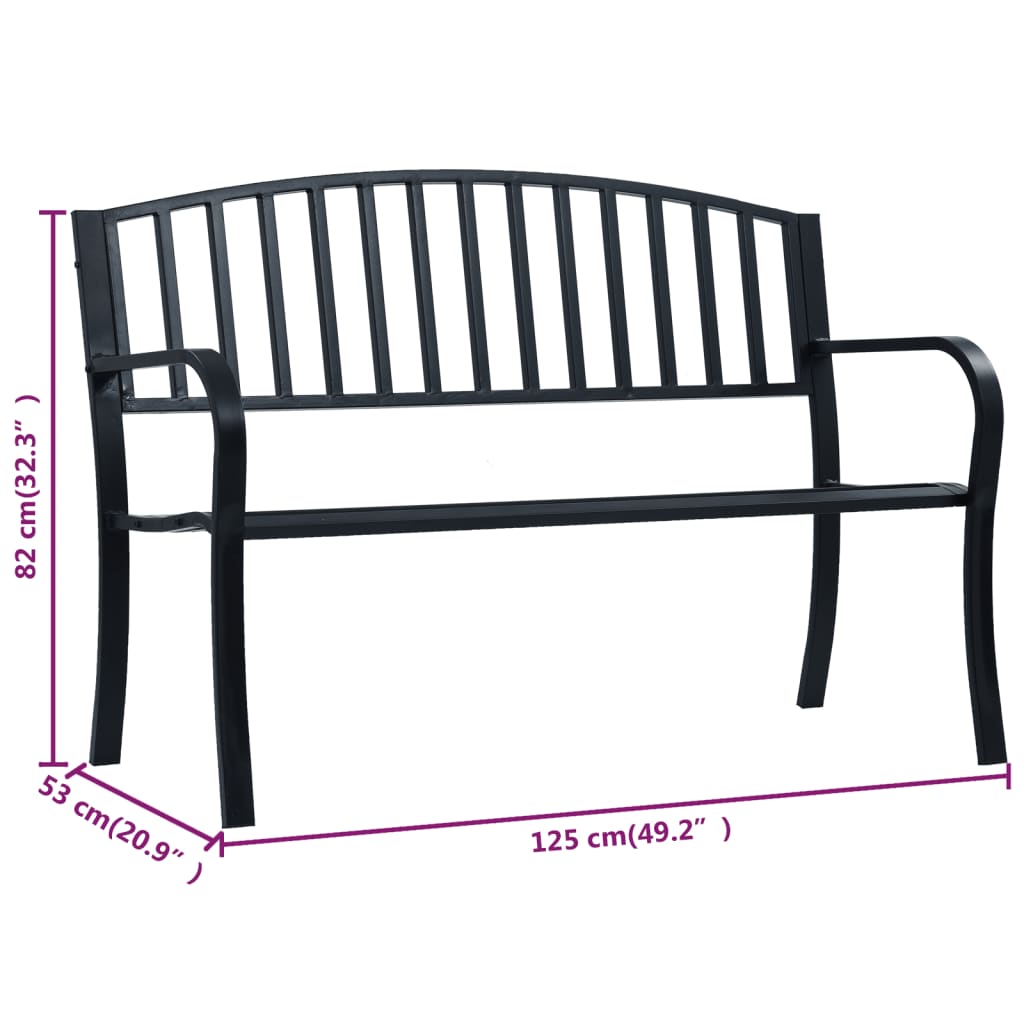 garden-bench-125-cm-black-steel-1 At Willow and Wine