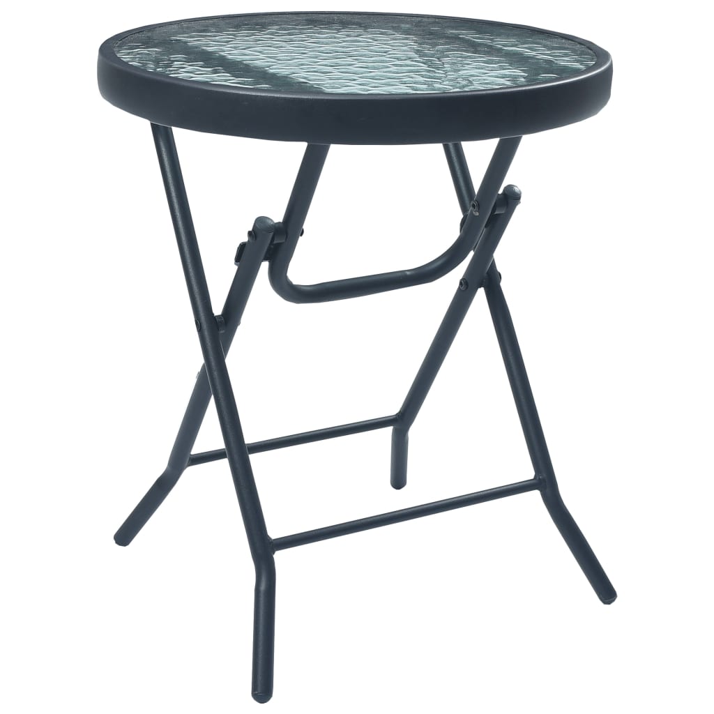 vidaXL Bistro Table Black 40x46 cm Steel and Glass at Willow and Wine!