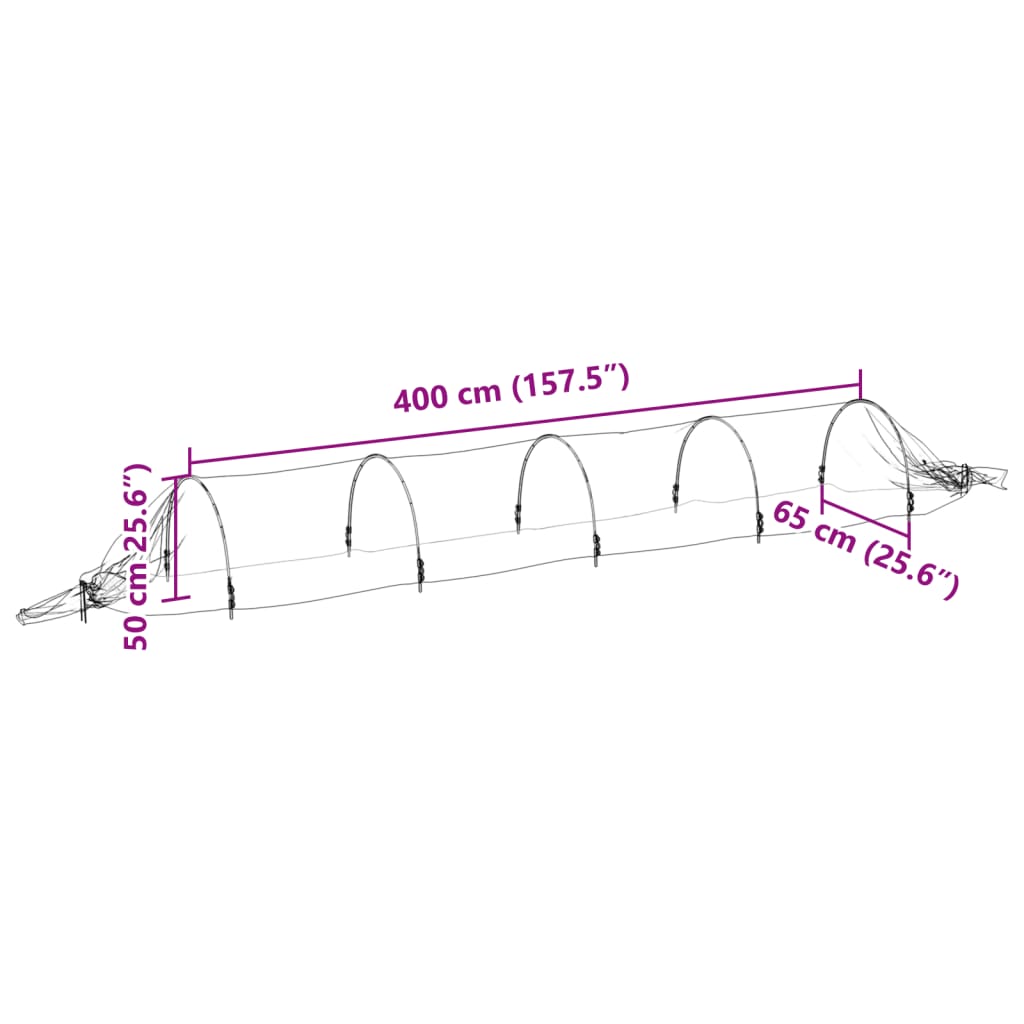 vidaXL Netting Tunnel 1.5x5 m Fibreglass and PP