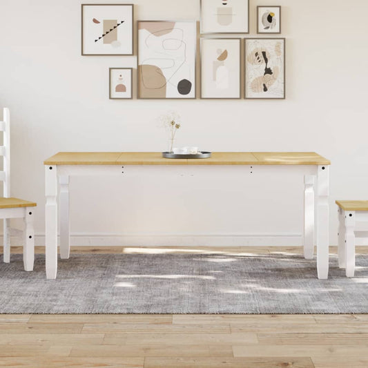 vidaXL Dining Table Corona White 180x90x75 cm Solid Wood Pine at Willow and Wine!