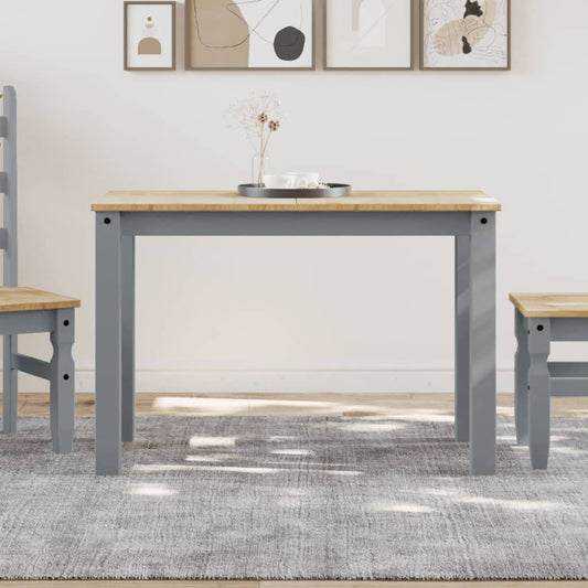 vidaXL Dining Table Panama Grey 117x60x75 cm Solid Wood Pine at Willow and Wine!